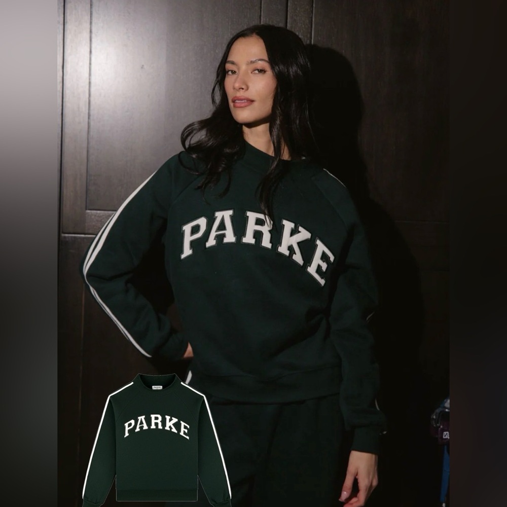 PARKE Sport Stripe Mockneck Sweatshirt L/XL Forest